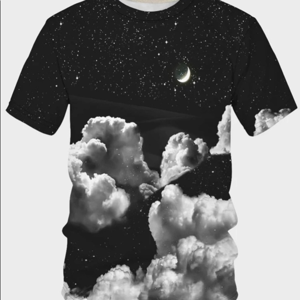 Black with white clouds Men T-Shirt